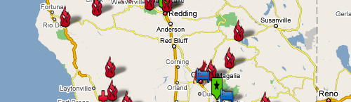 Bitboxer - Karte der Feuer in Kalifornien